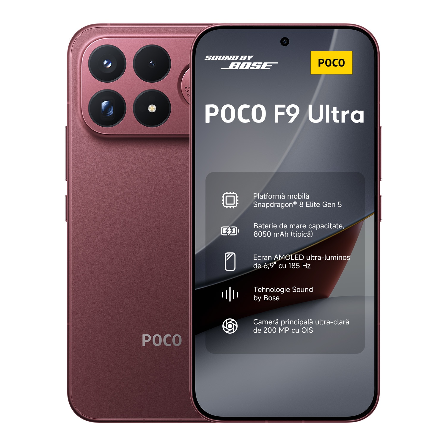 POCO F9 Ultra, 200MP, 8050mAh, 185Hz, Tehnologie Sound by Bose